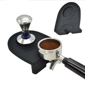 7 in x 5 in WillowShore Espresso Tamping Mat Silicone Non-Slip Black Complete with 2-in-1 Scoop and Tamper