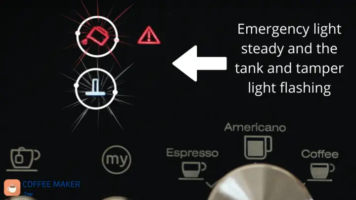Emergency light steady, and the tank and tamper light flashing