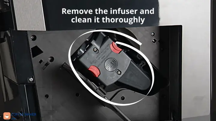 Remove the infuser from the Delonghi Eletta and clean it thoroughly